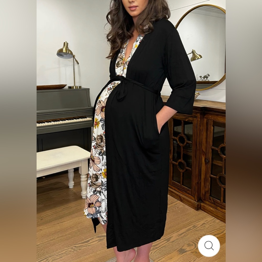 New!! LILA LABOR & POSTPARTUM GOWN AND ROBE. Black OS.